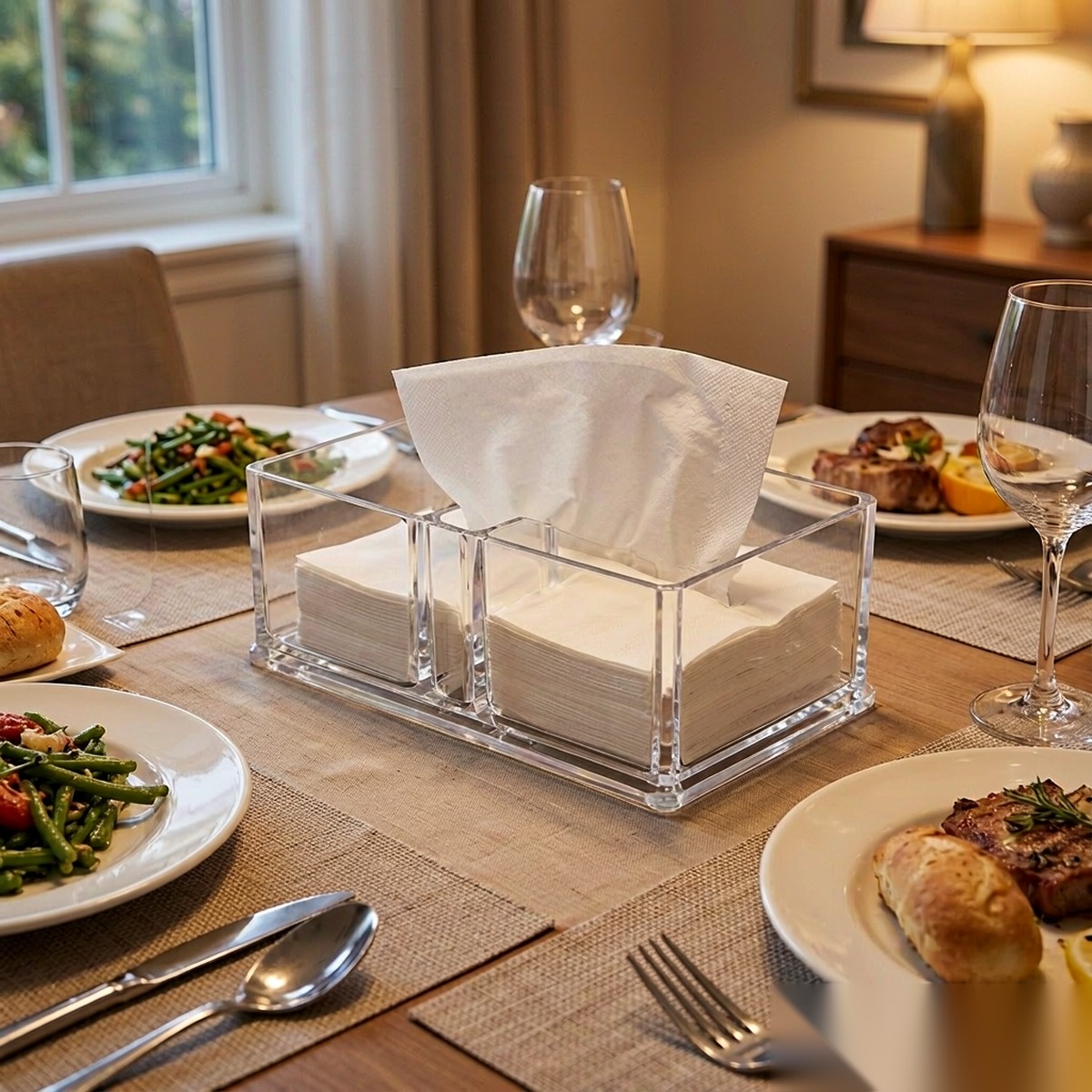 detail 01 by 3017 elsjoy acrylic napkin holder clear dining table scene