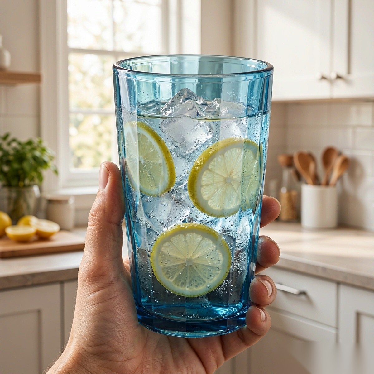 polycarbonate PC diamond glass handheld iced drink scene