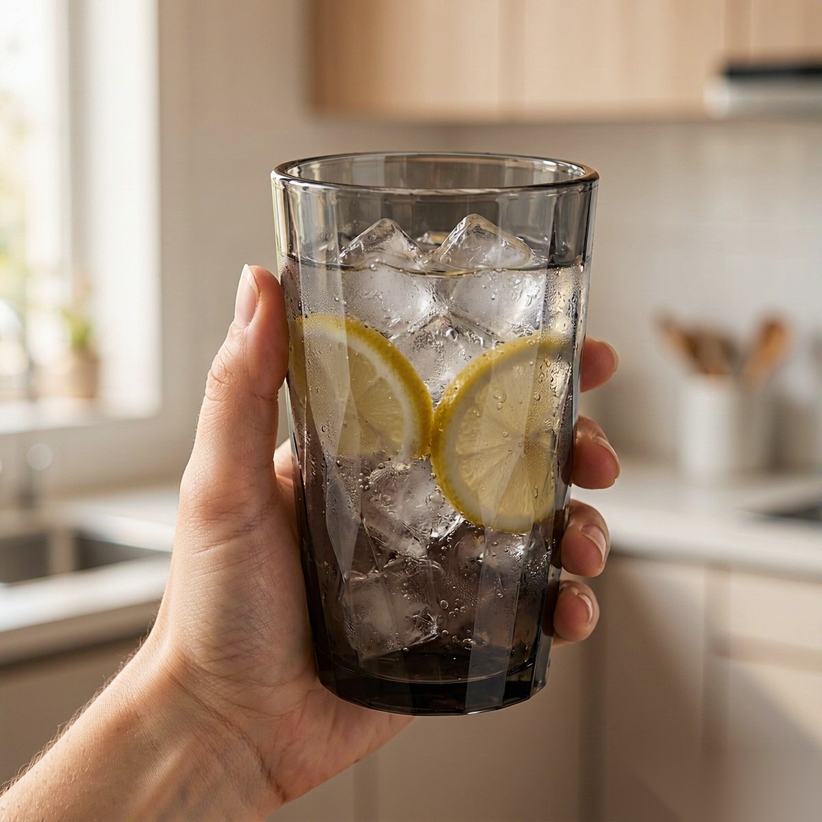 polycarbonate PC diamond glass  handheld iced drink scene