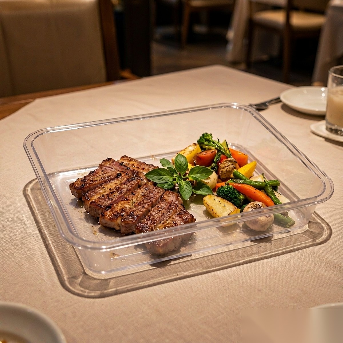 clear square serving plate BY-8466 — Served dishes