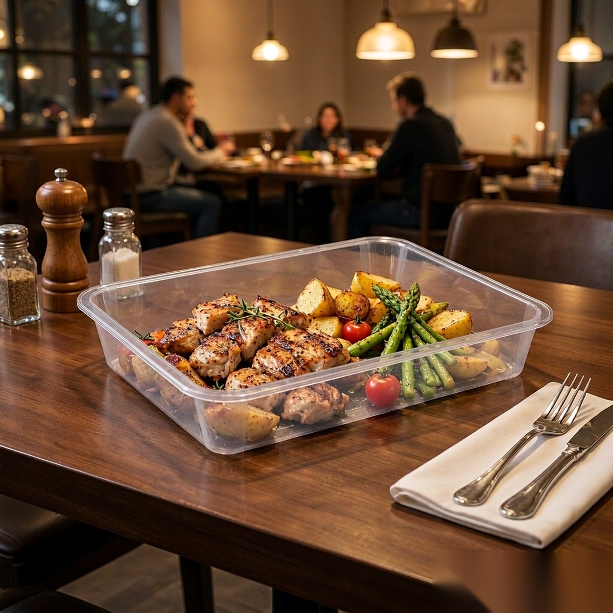 clear square serving plate BY-8467 — Served dishes