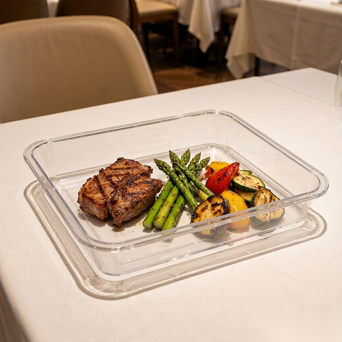 clear square serving plate BY-8468 — Served dishes