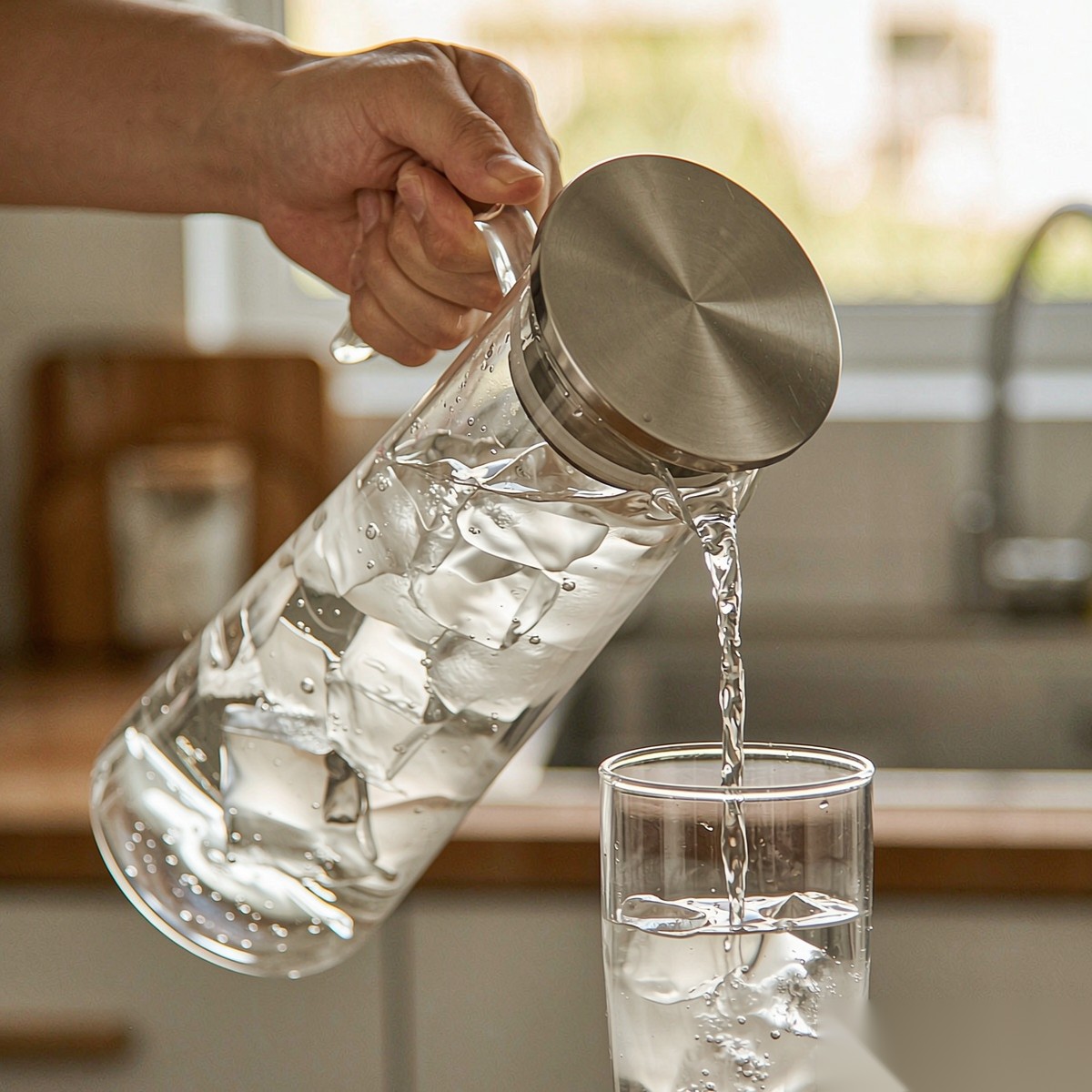 detail 01 by 9160a elsjoy acrylic water pitcher 1500ml trans steel handheld pouring scene