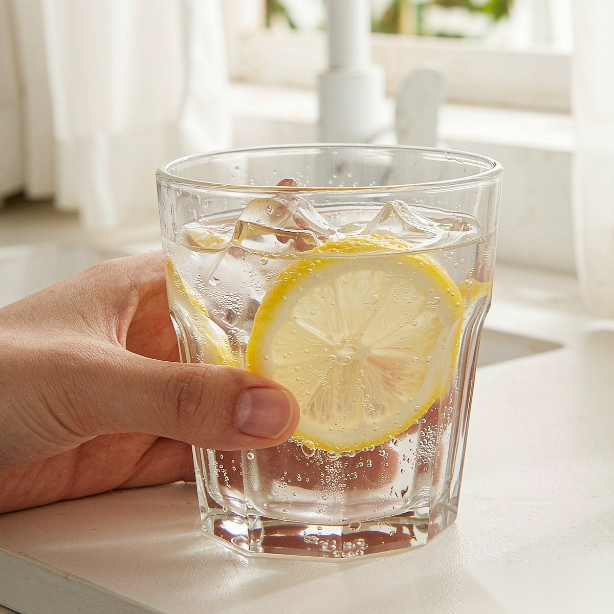 polycarbonate PC octagonal glass  handheld iced drink scene