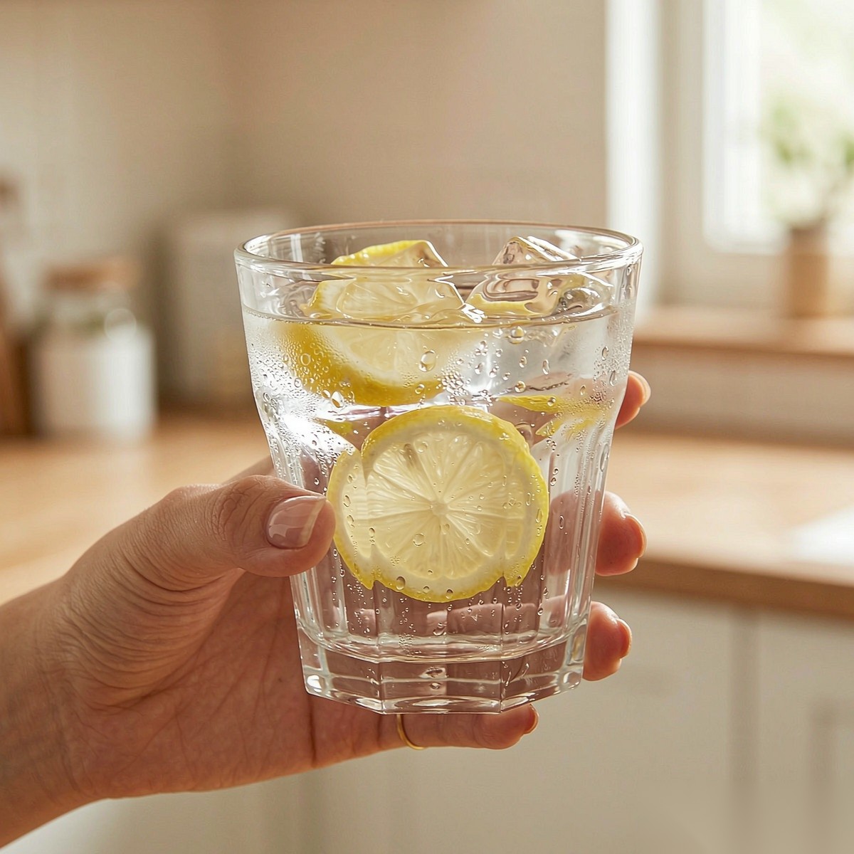 polycarbonate PC octagonal glass  handheld iced drink scene