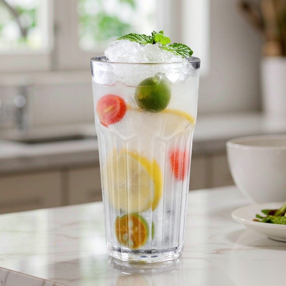 polycarbonate PC octagonal glass  handheld iced drink scene