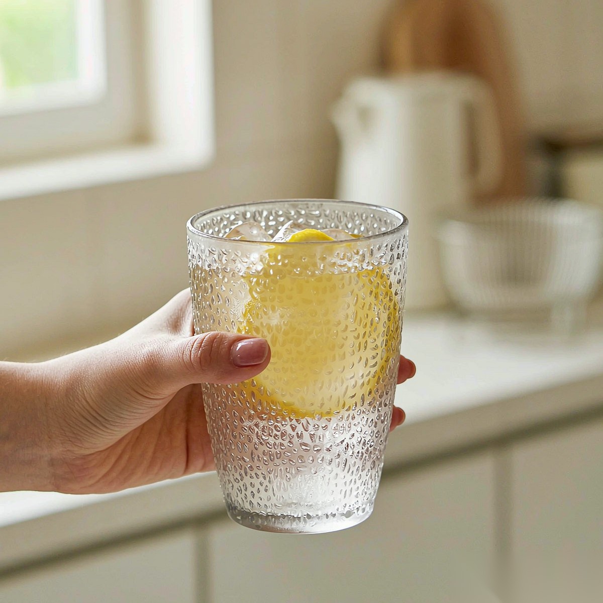 polycarbonate PC polka dot glass handheld iced drink scene