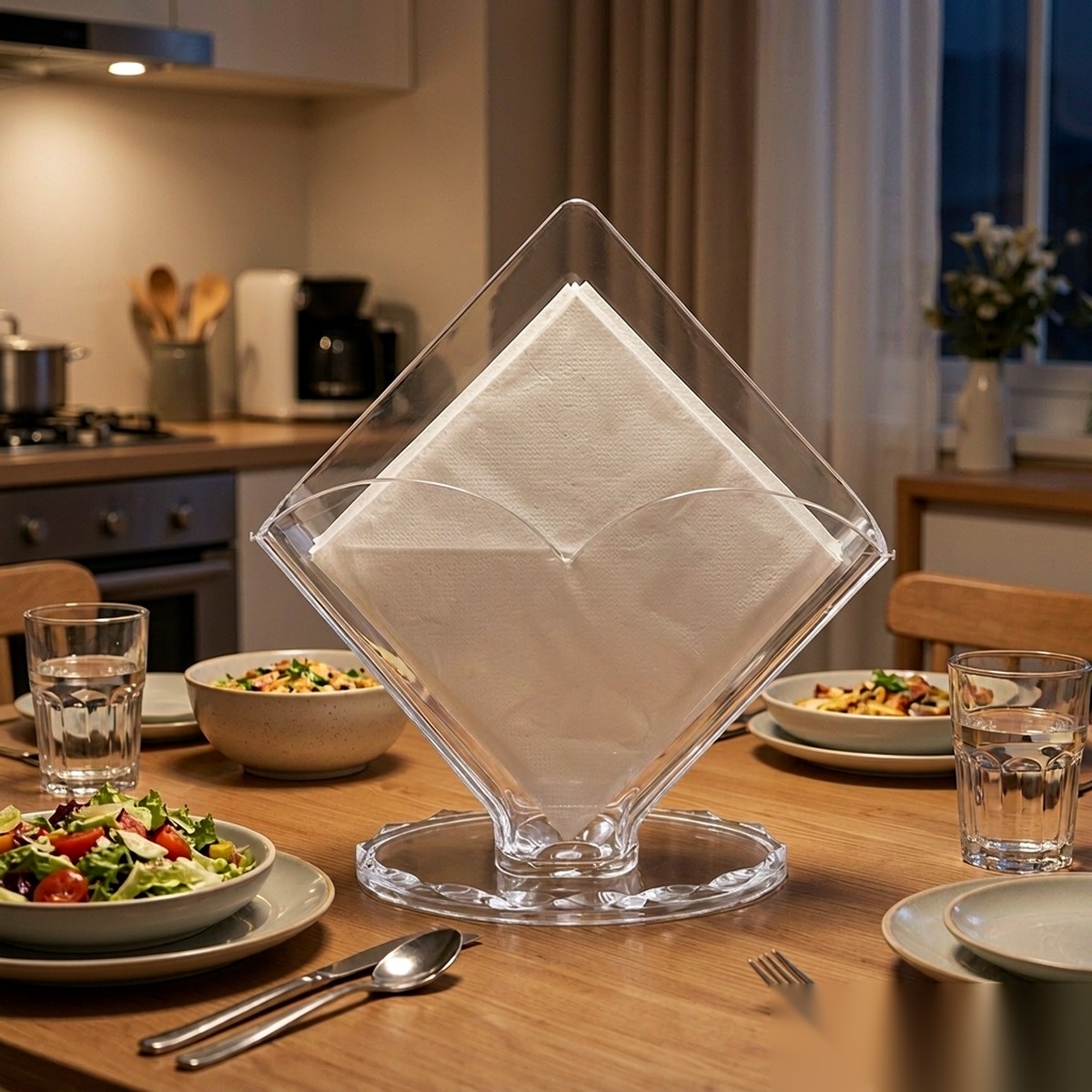 detail 01 by 9402 elsjoy acrylic napkin holder clear dining table scene