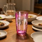 detail 02 by 8021a elsjoy acrylic diamond cut tumbler cup pink std dining table dinner scene