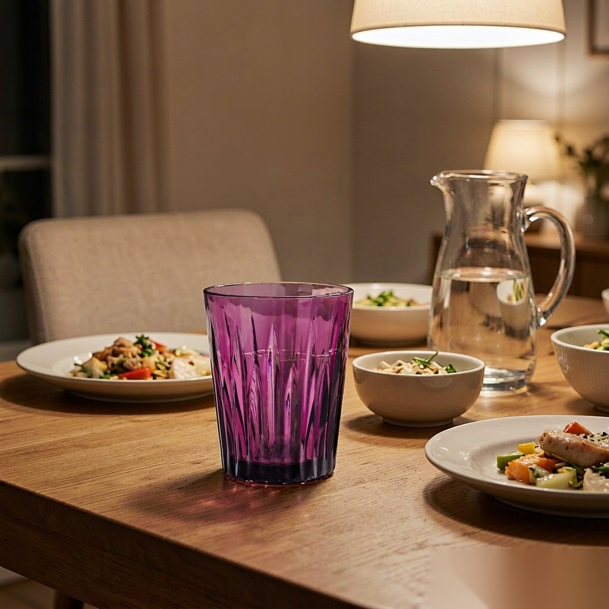 polycarbonate PC diamond glass  dining table dinner scene