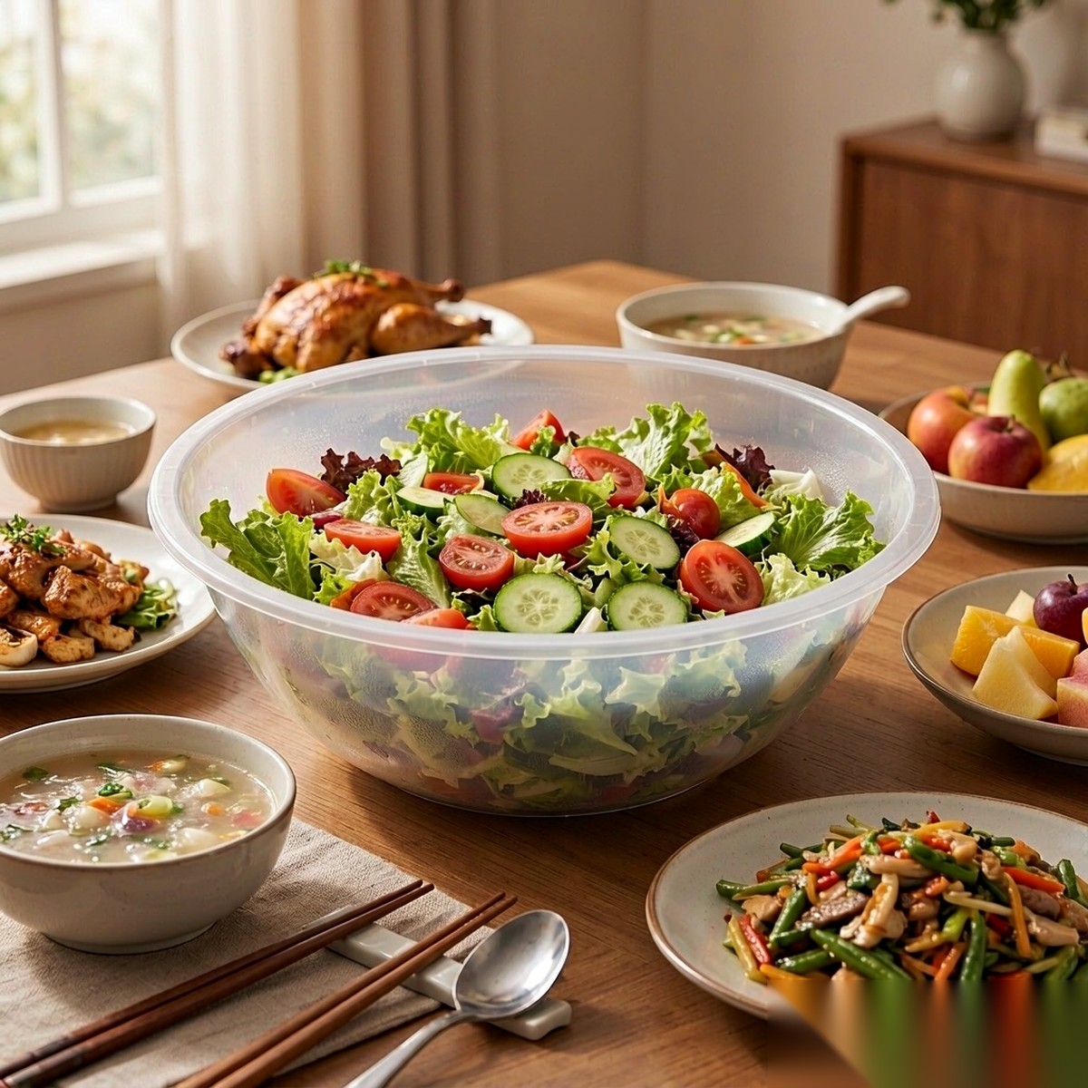 clear salad bowl BY-8458 / BY-8457 — Family serving