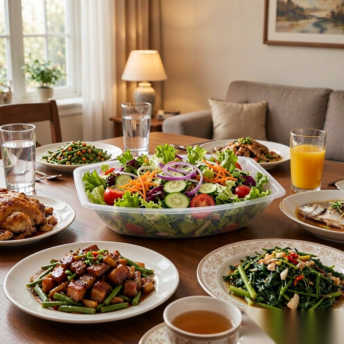 clear salad bowl BY-8459 — Family serving