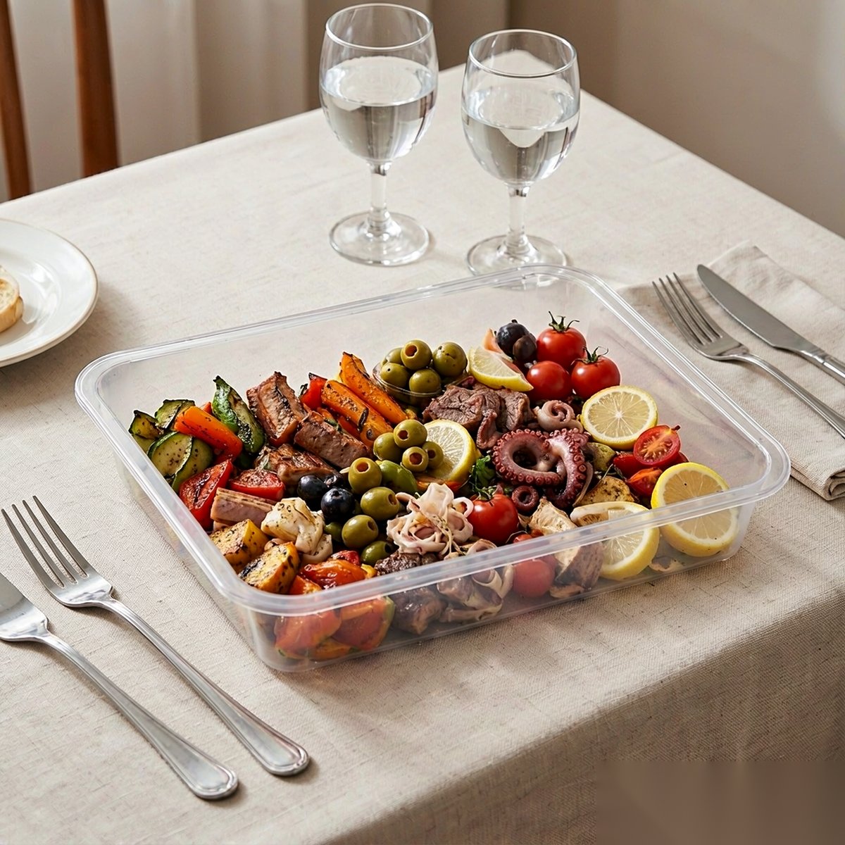 clear square serving plate BY-8466 — Restaurant plating