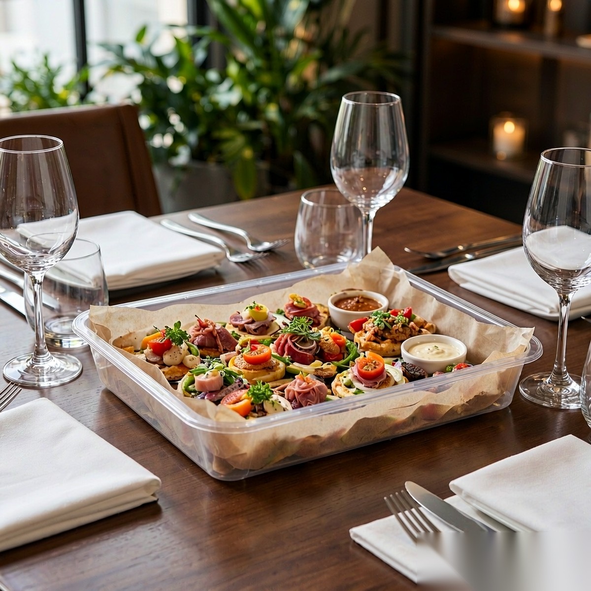 clear square serving plate BY-8467 — Restaurant plating
