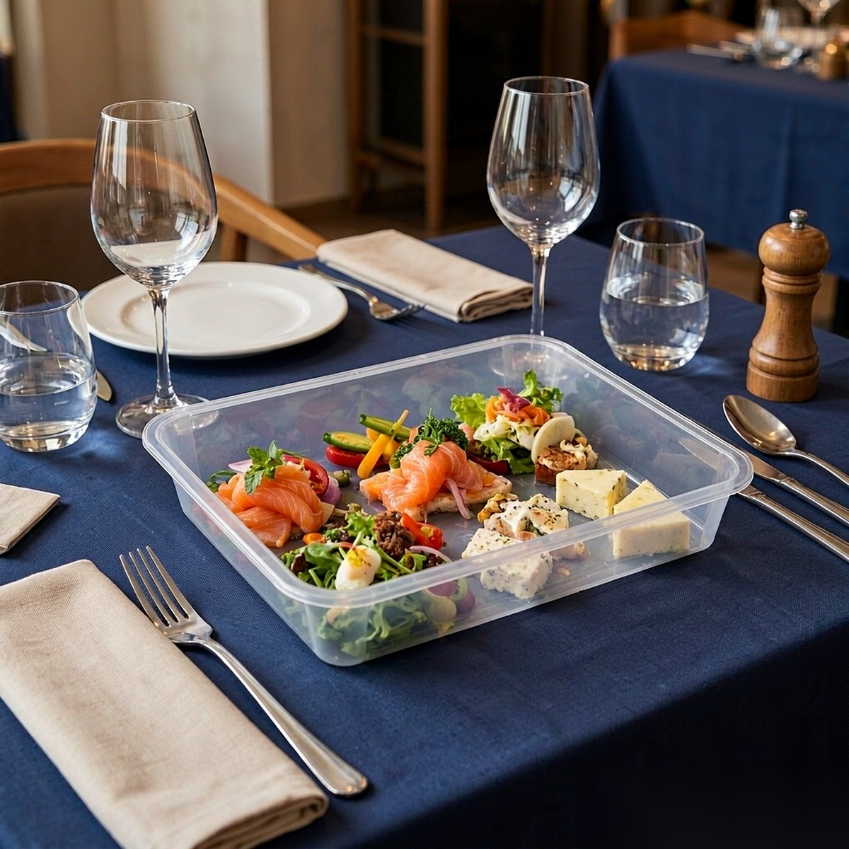 clear square serving plate BY-8468 — Restaurant plating