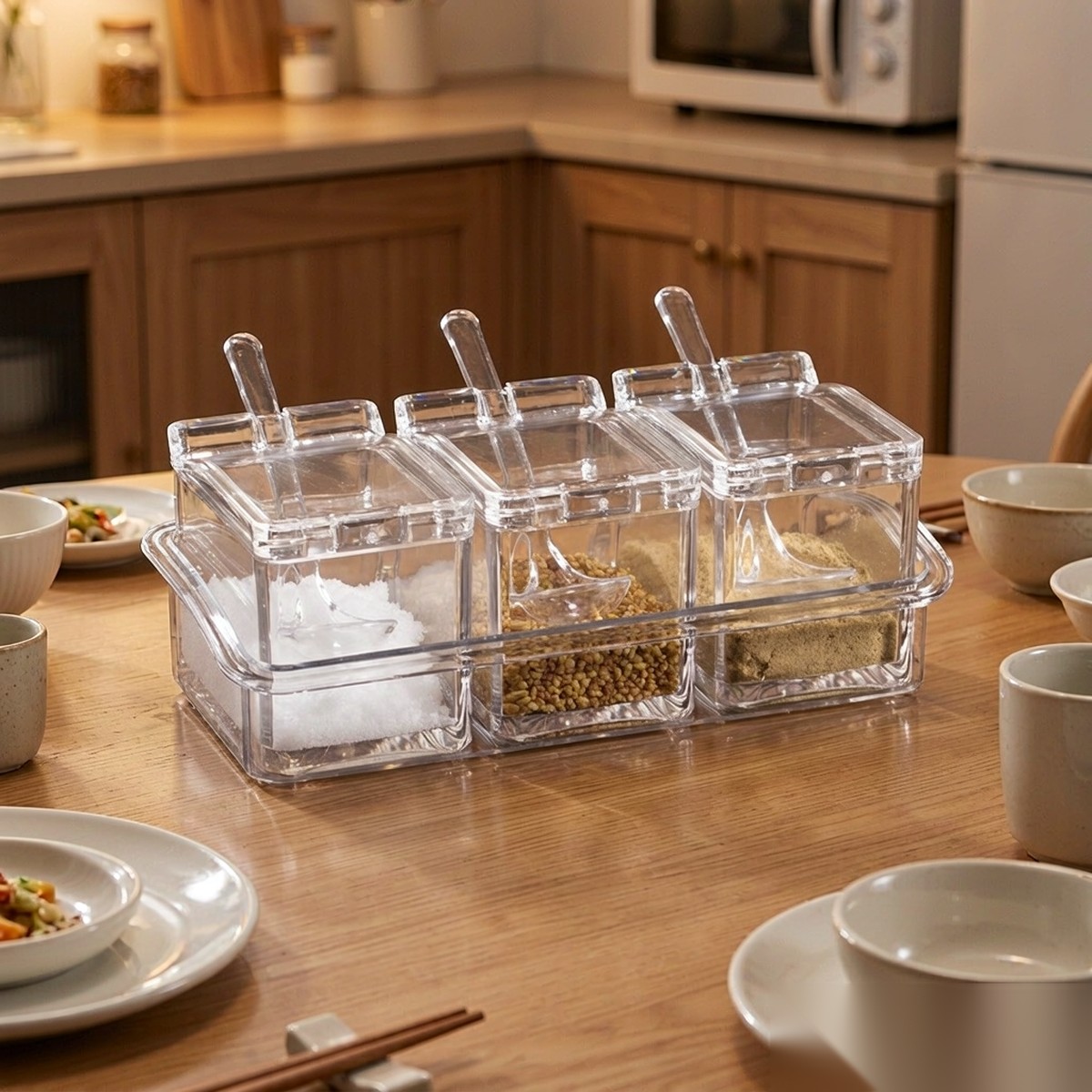 detail 02 by 9011 elsjoy acrylic condiment set clear dining table set scene