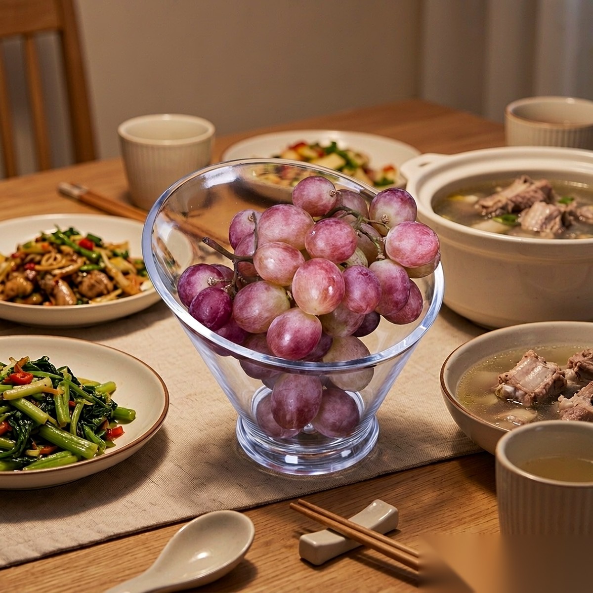 clear angled serving bowl BY-9053 — Family dinner service