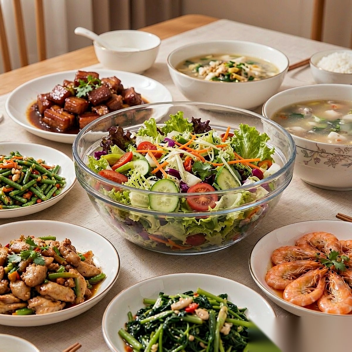 clear salad bowl BY-9152 — Family serving