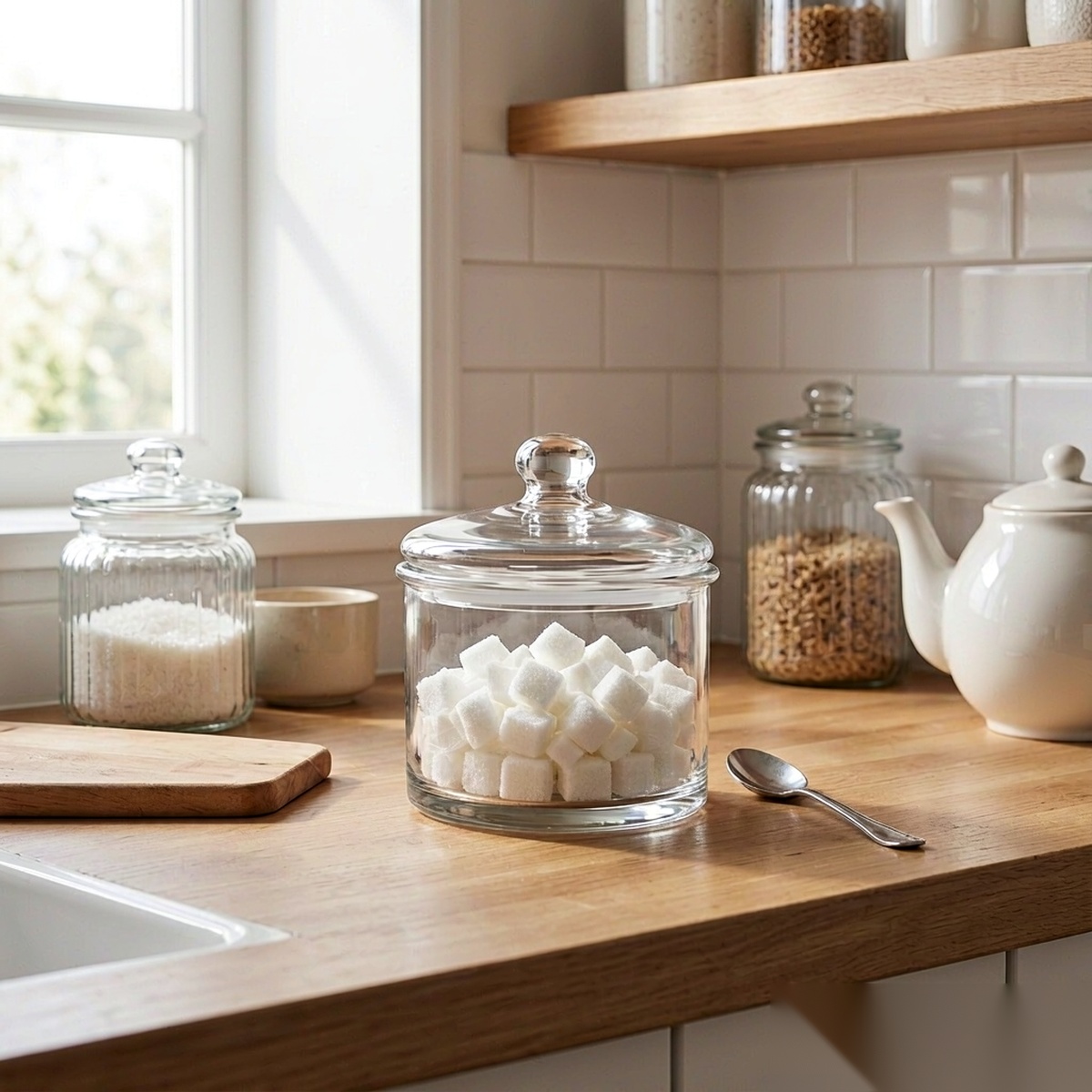 detail 03 by 9001 elsjoy acrylic sugar bowl clear kitchen shelf display scene