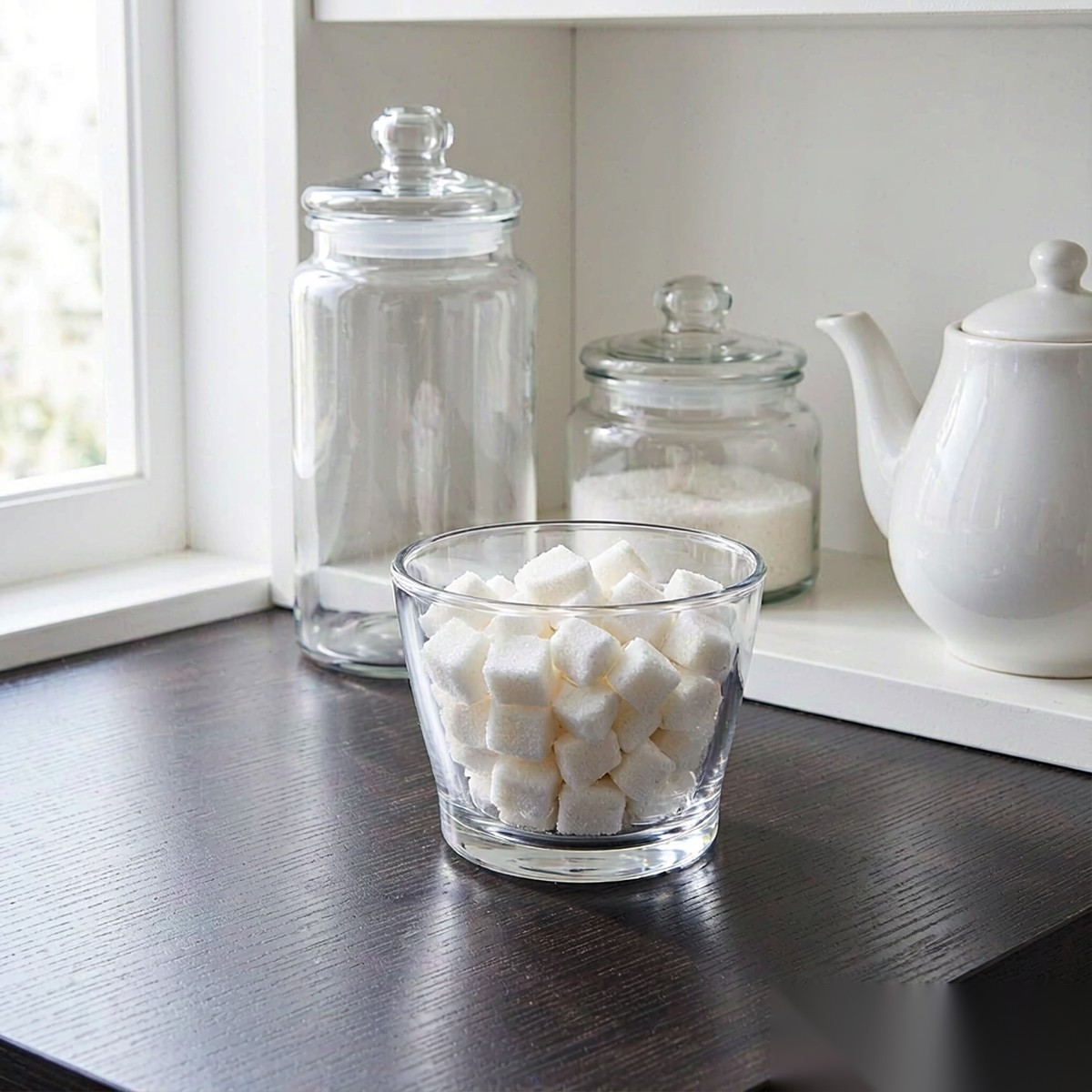 detail 03 by 9001a elsjoy acrylic sugar bowl clear kitchen shelf display scene