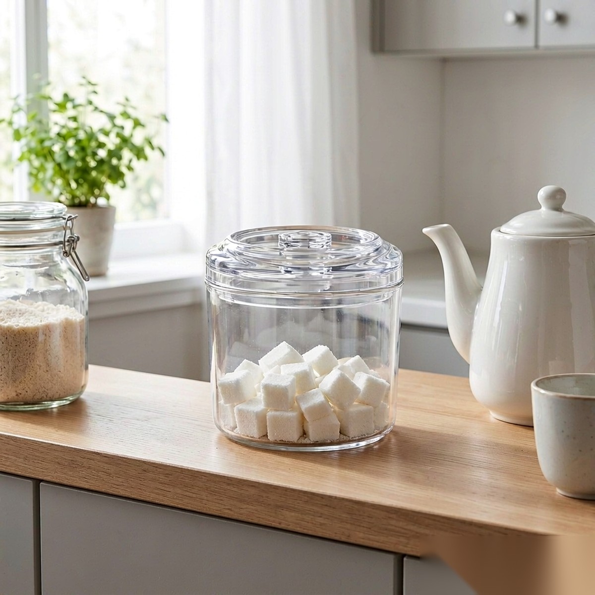 detail 03 by 9002b elsjoy acrylic sugar bowl clear kitchen shelf display scene