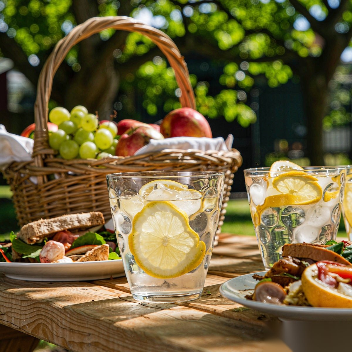 polycarbonate PC mouthwash cup  outdoor picnic scene