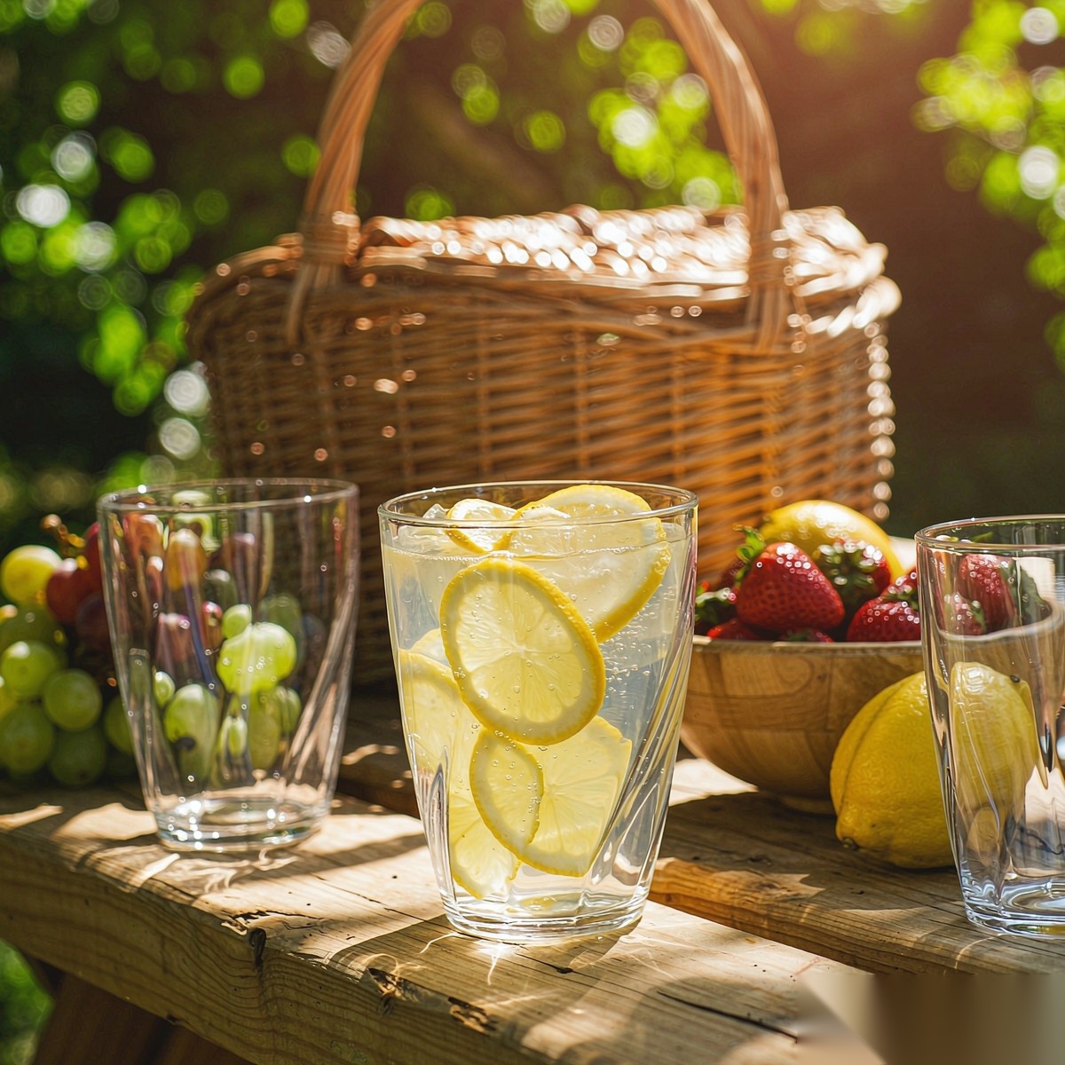 polycarbonate PC mouthwash cup  outdoor picnic scene
