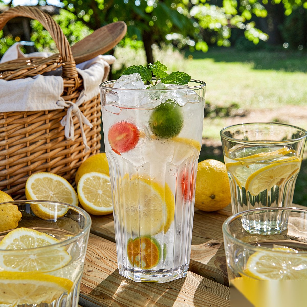 polycarbonate PC octagonal glass  outdoor picnic scene