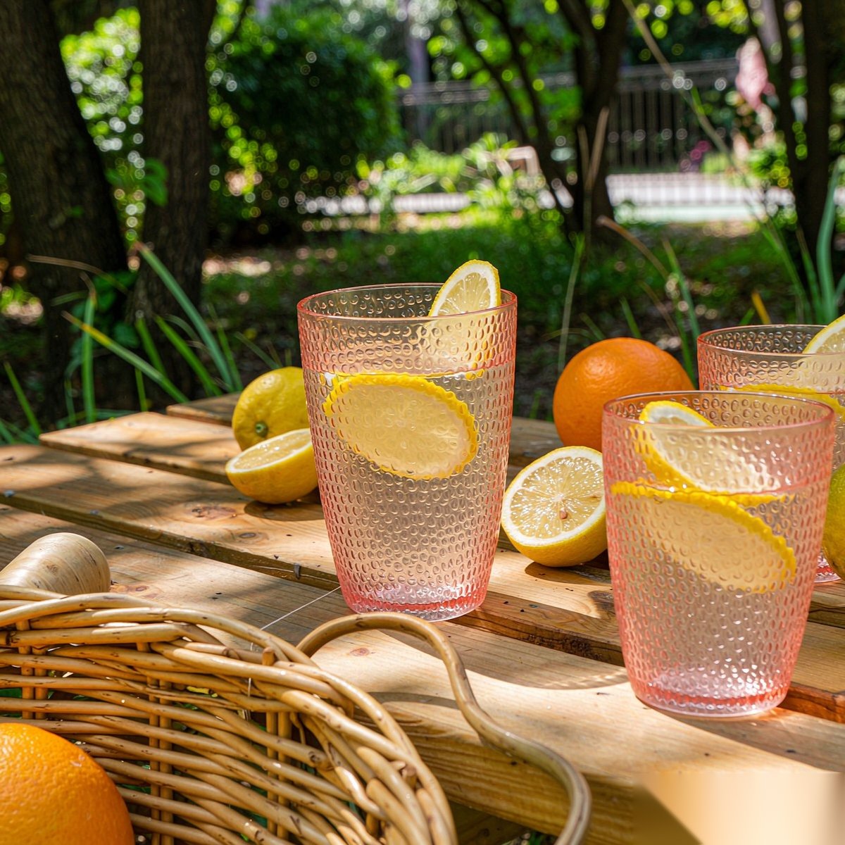 polycarbonate PC polka dot glass  outdoor picnic scene