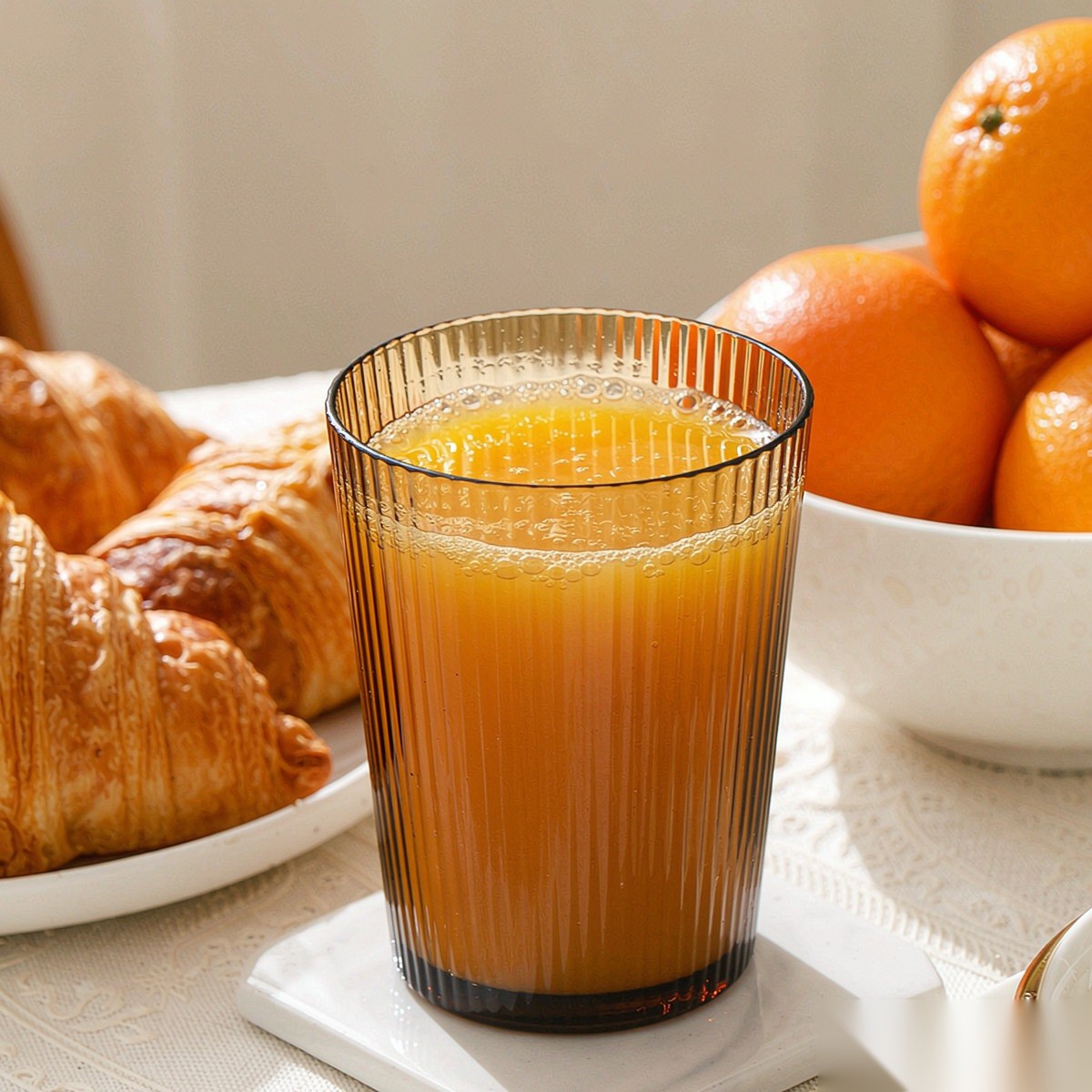 polycarbonate PC striped glass breakfast juice scene