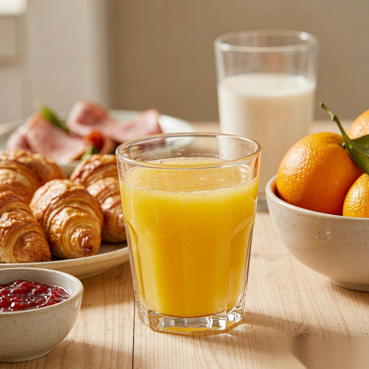 polycarbonate PC octagonal glass  breakfast juice scene