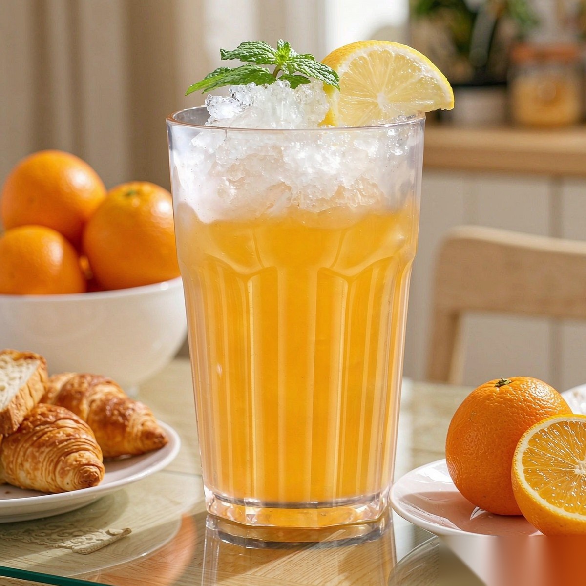 polycarbonate PC octagonal glass breakfast juice scene