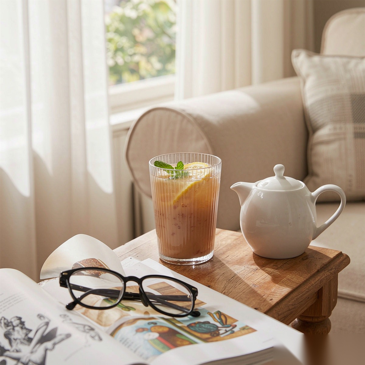 polycarbonate PC striped glass afternoon tea scene