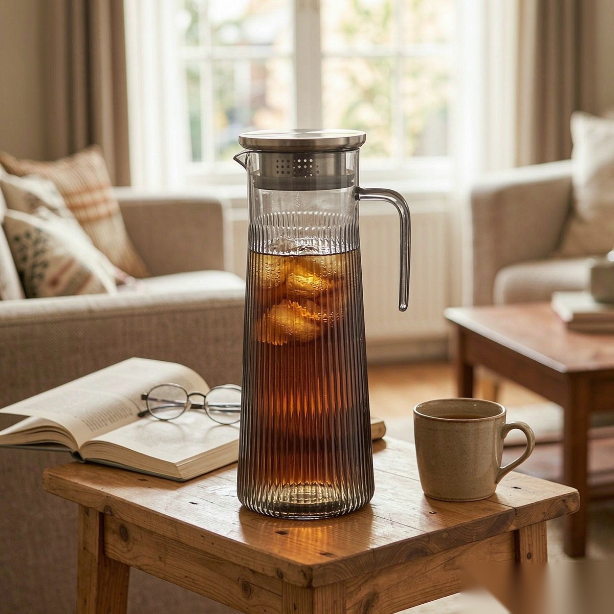 detail 05 by 9160b elsjoy acrylic water pitcher 1500ml gray steel living room afternoon tea scene