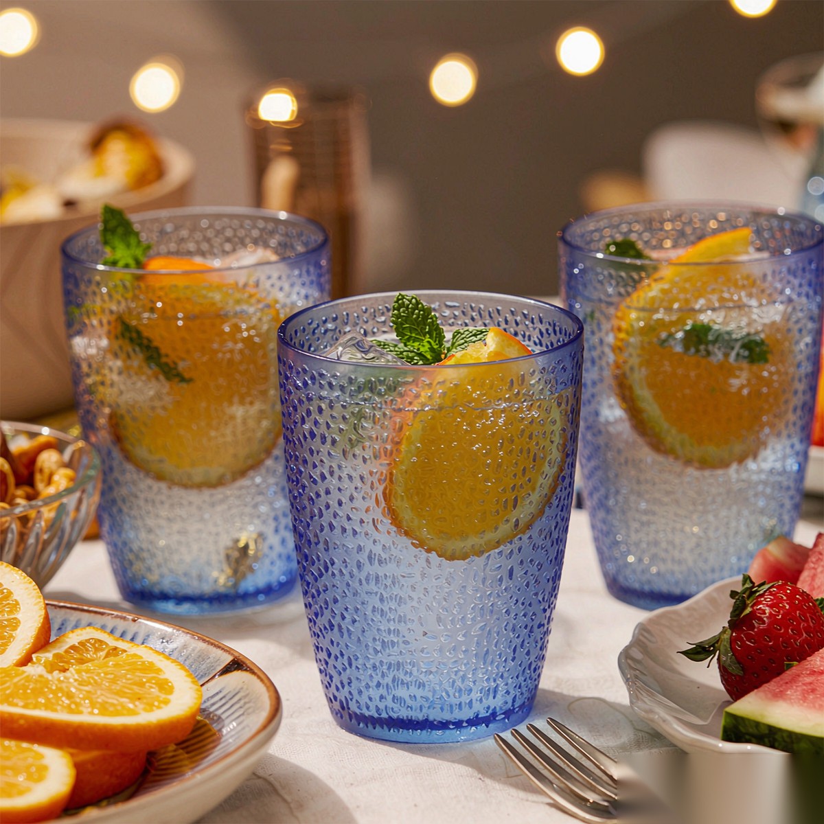 polycarbonate PC polka dot glass friends gathering scene