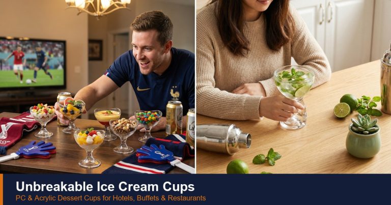 Unbreakable PC and acrylic ice cream cups and sundae bowls - wholesale dessert cups for hotels and restaurants