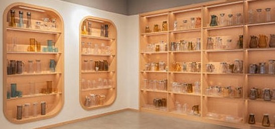 Arched display niches in Benyang sample room