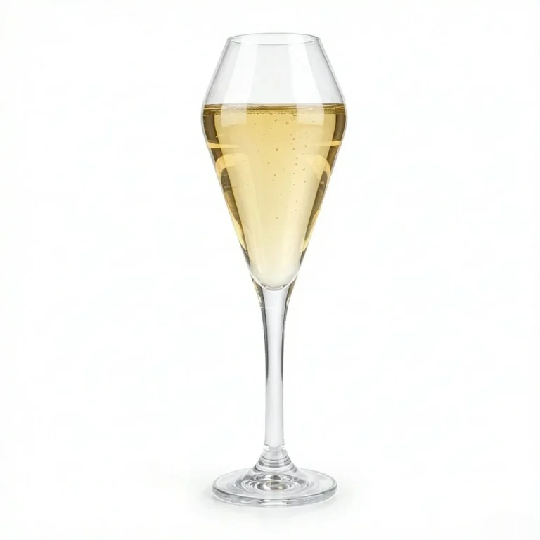Unbreakable polycarbonate champagne flute with tall narrow bowl and slender stem on a white background, hotel glassware by Benyang Supplies