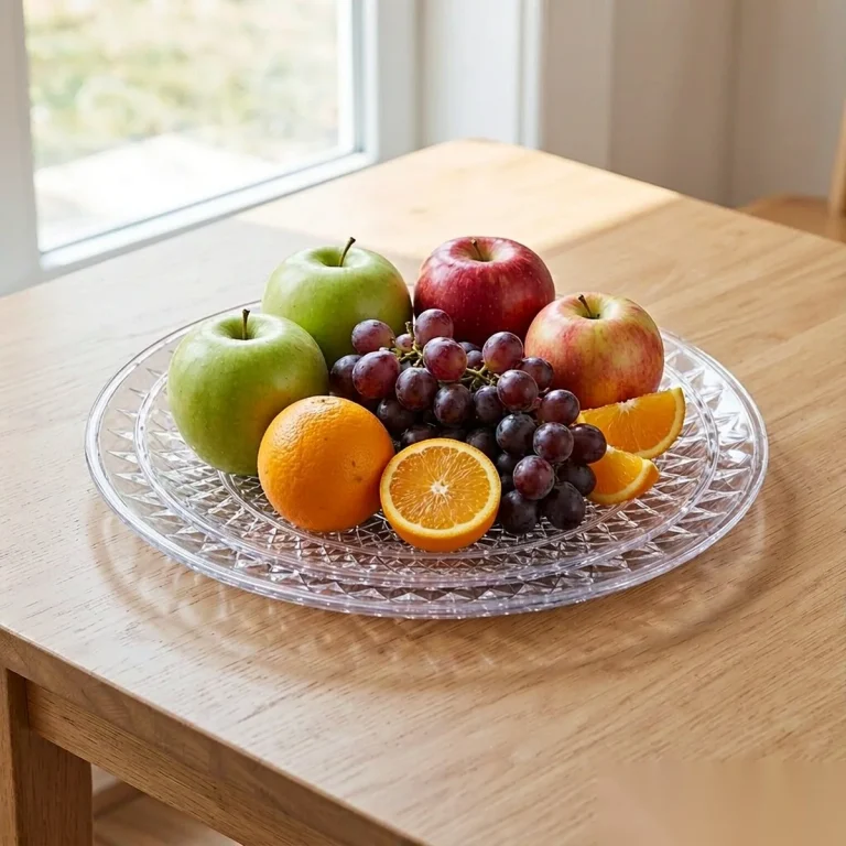 Fruit plate with stand holding fresh fruit on a hotel buffet table, from the Benyang Supplies fruit plate range
